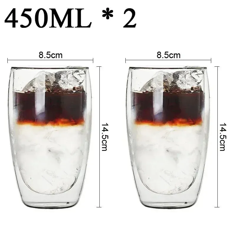 Double Wall High Borosilicate Glass Mug Set