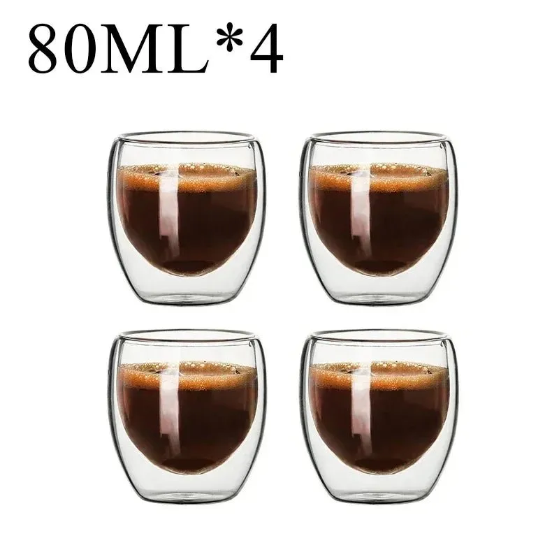 Double Wall High Borosilicate Glass Mug Set