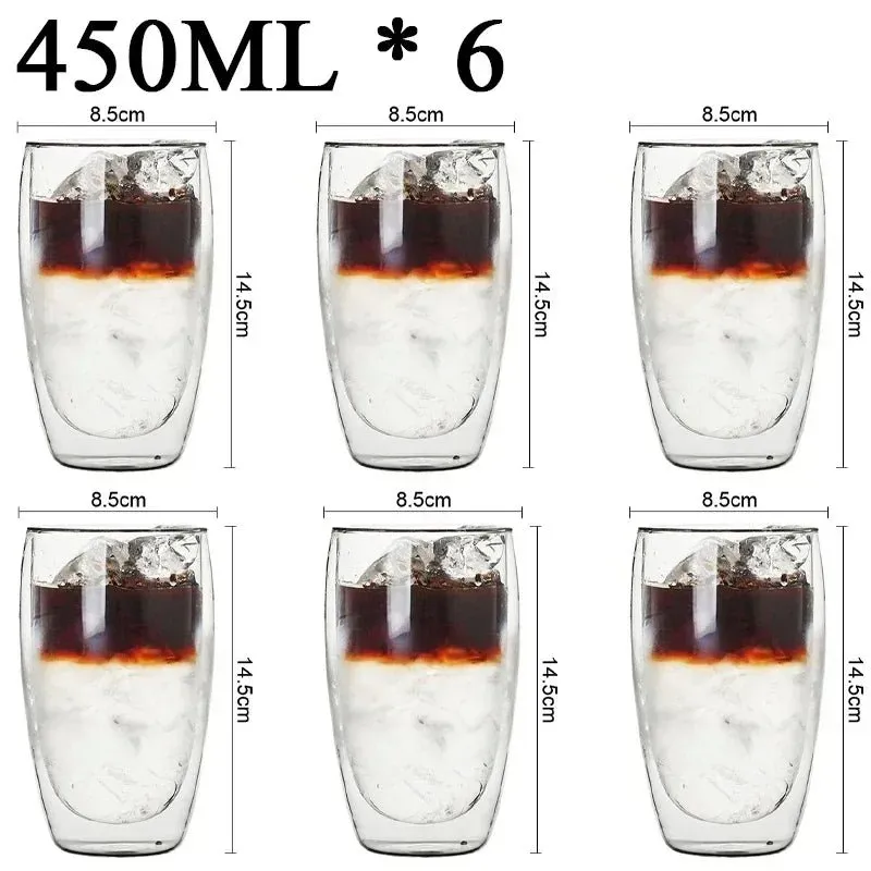 Double Wall High Borosilicate Glass Mug Set