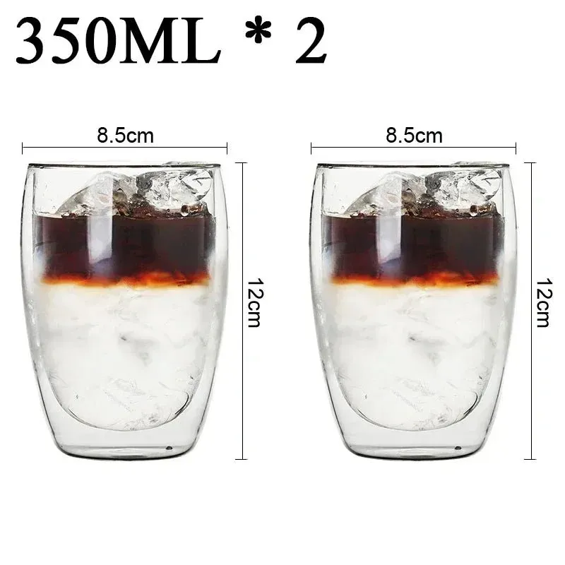 Double Wall High Borosilicate Glass Mug Set