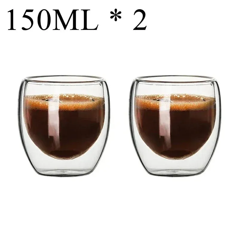 Double Wall High Borosilicate Glass Mug Set