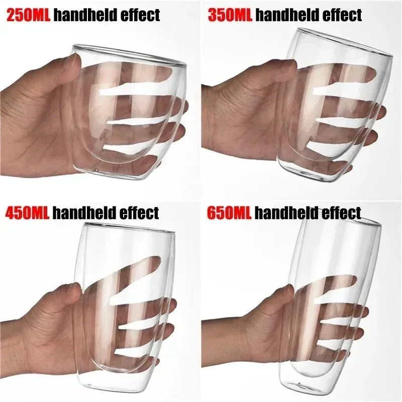 Double Wall High Borosilicate Glass Mug Set