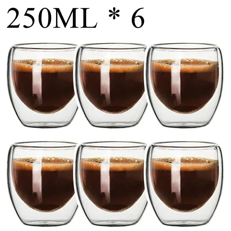 Double Wall High Borosilicate Glass Mug Set