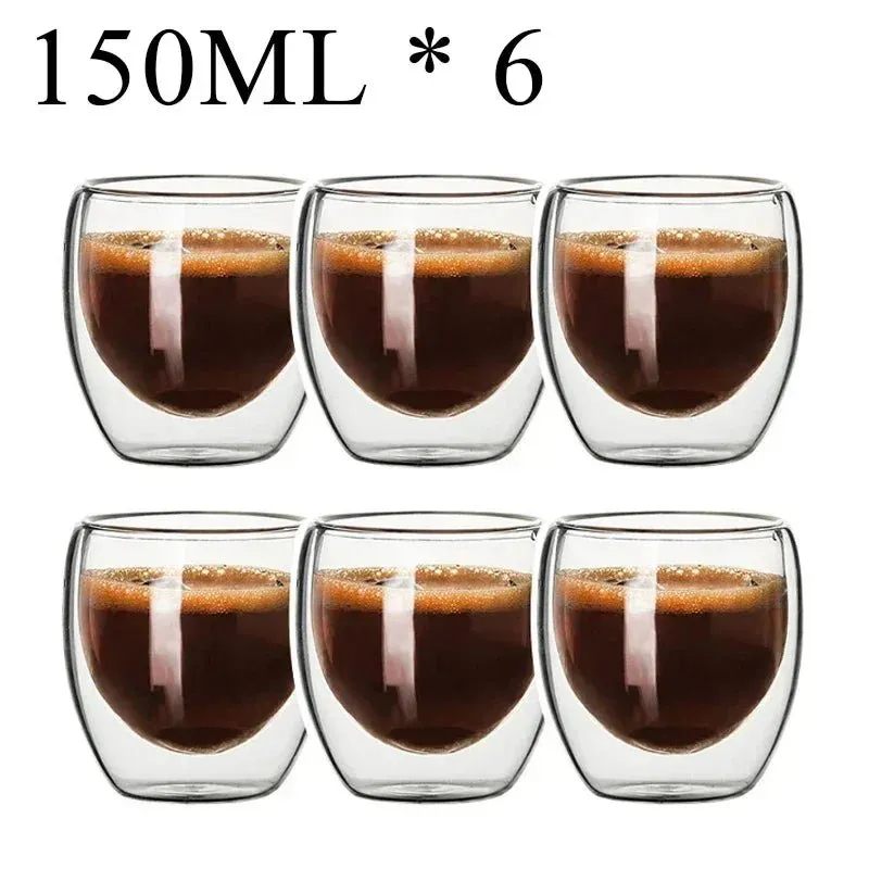 Double Wall High Borosilicate Glass Mug Set