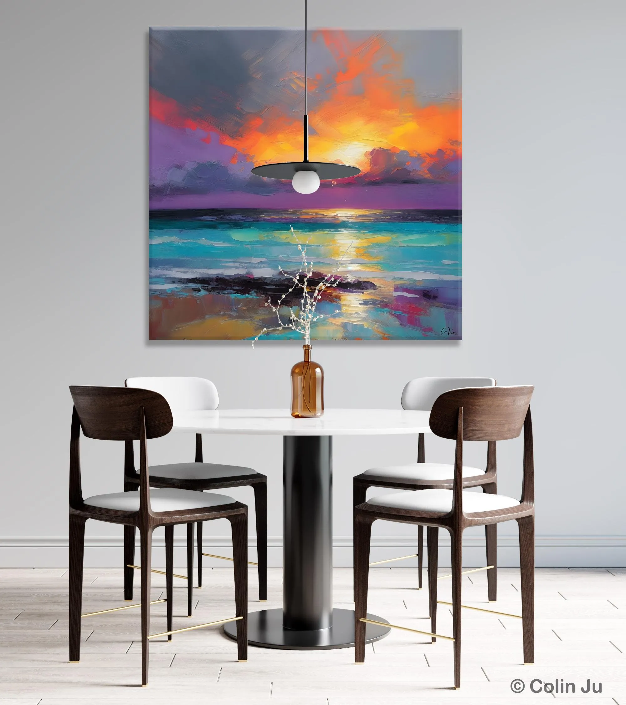 Extra Large Modern Wall Art, Landscape Canvas Paintings for Dining Room, Acrylic Painting on Canvas, Original Landscape Abstract Painting