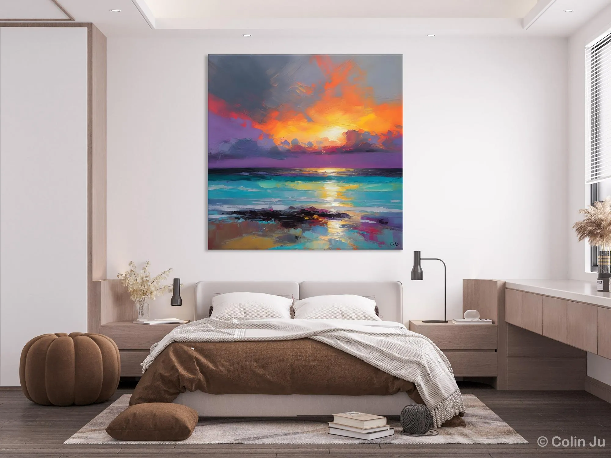 Extra Large Modern Wall Art, Landscape Canvas Paintings for Dining Room, Acrylic Painting on Canvas, Original Landscape Abstract Painting