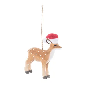 Fawn Santa Hat Ornament