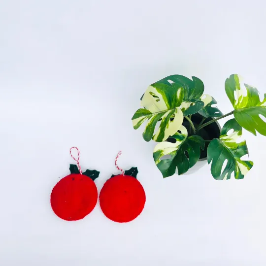 Felt Red Mistletoe Ornaments