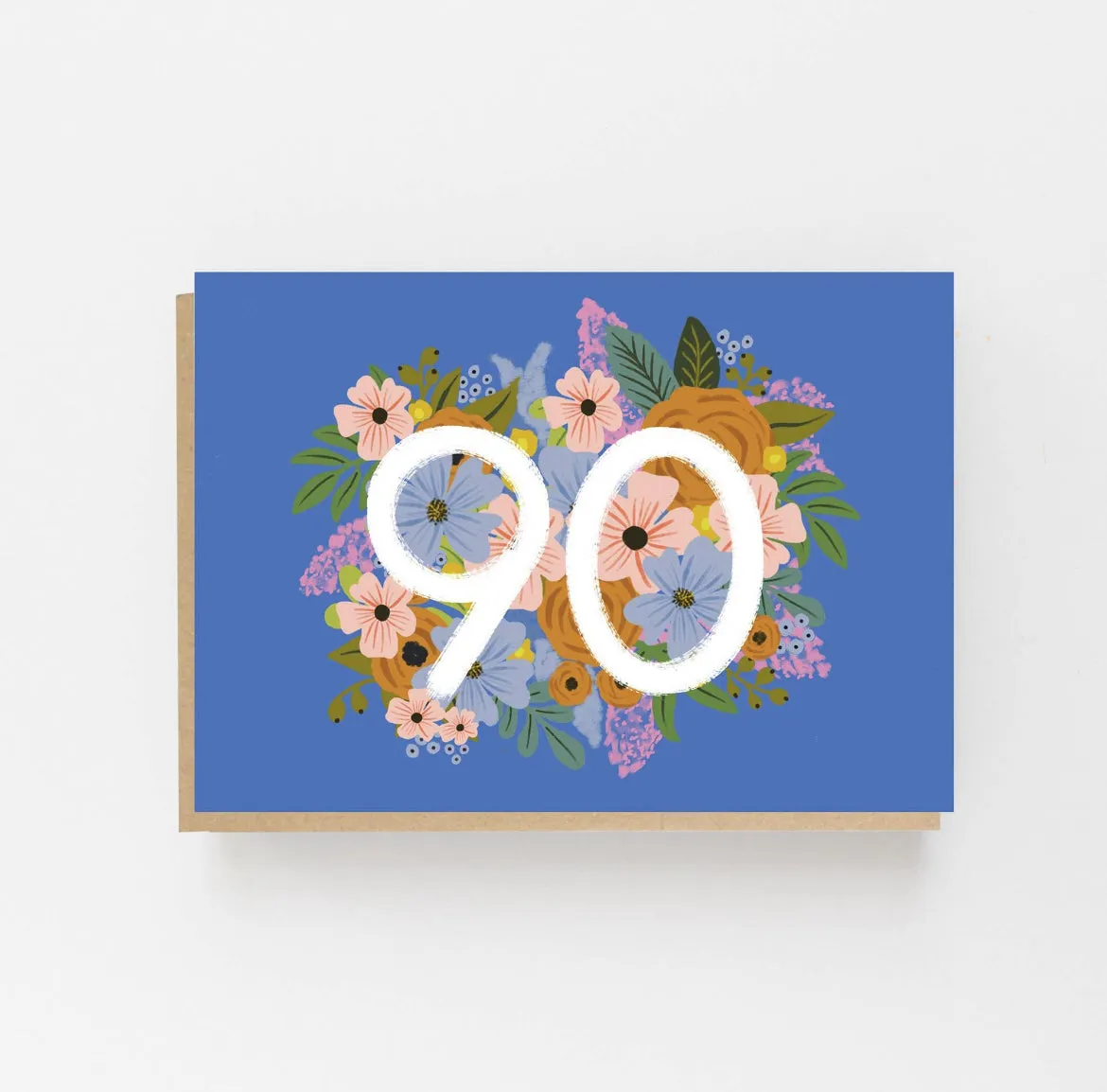 Floral 90th Birthday Card