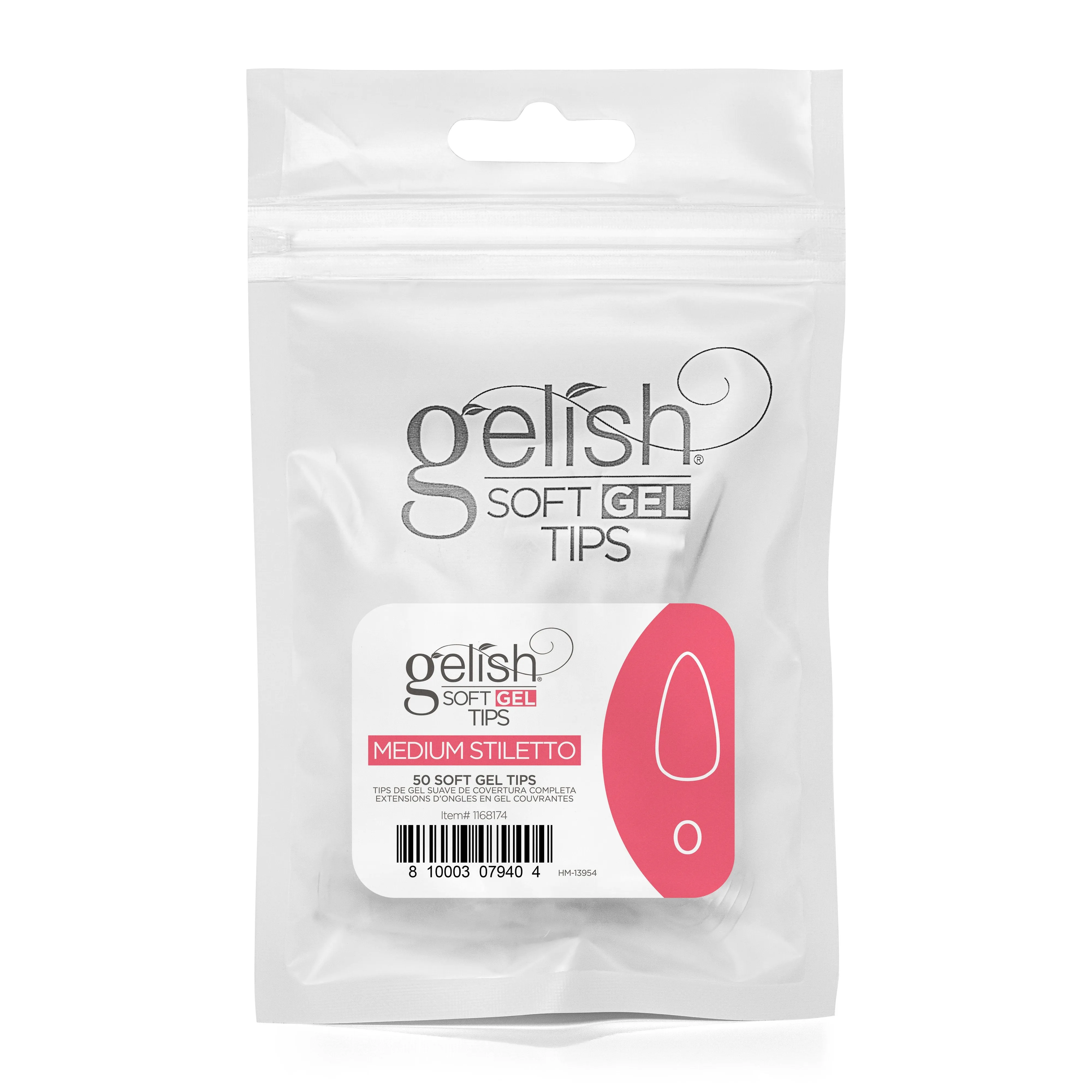 Gelish - Soft Gel Tips - Medium Stiletto Size 0 50CT Refill