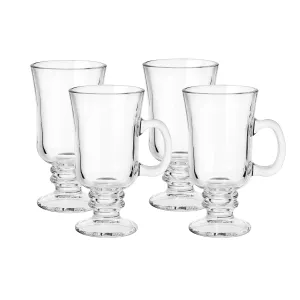 Glass Irish Coffee Mug | Set Of 4 |8Oz Coffee Mugs For Drinking | Durable Glassware Mugs