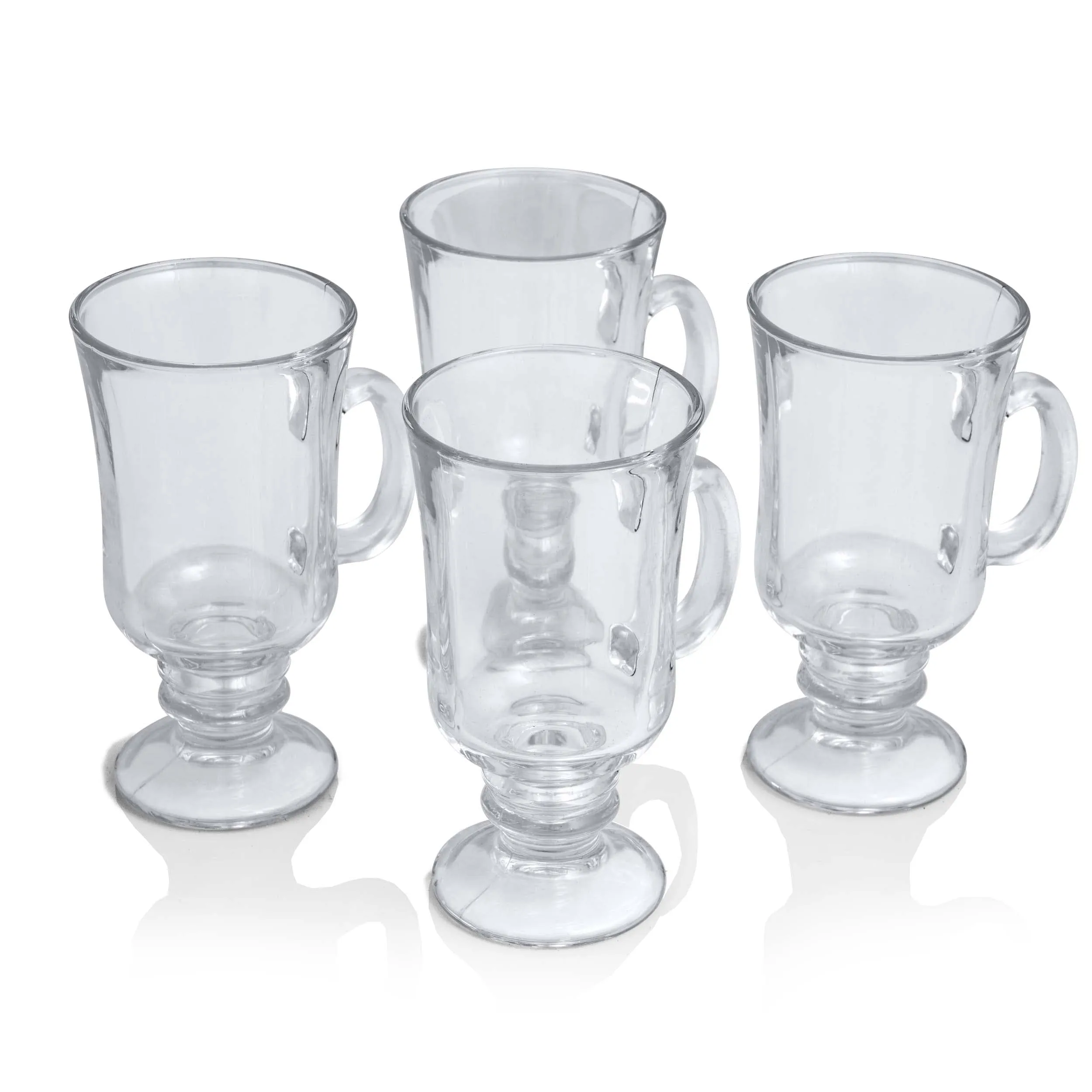 Glass Irish Coffee Mug | Set Of 4 |8Oz Coffee Mugs For Drinking | Durable Glassware Mugs