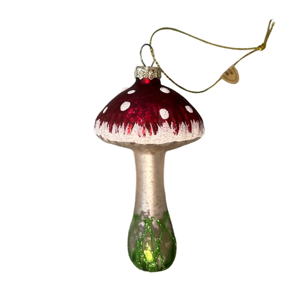 Glass Red Mushroom Ornaments