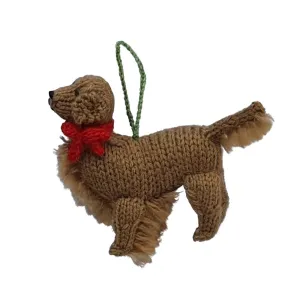 Golden Retriever Dog Hand Knit Christmas Ornament