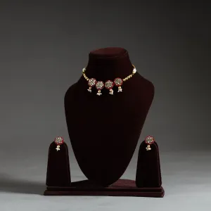 Handmade Kundan & Beadwork Choker Necklace Set 06