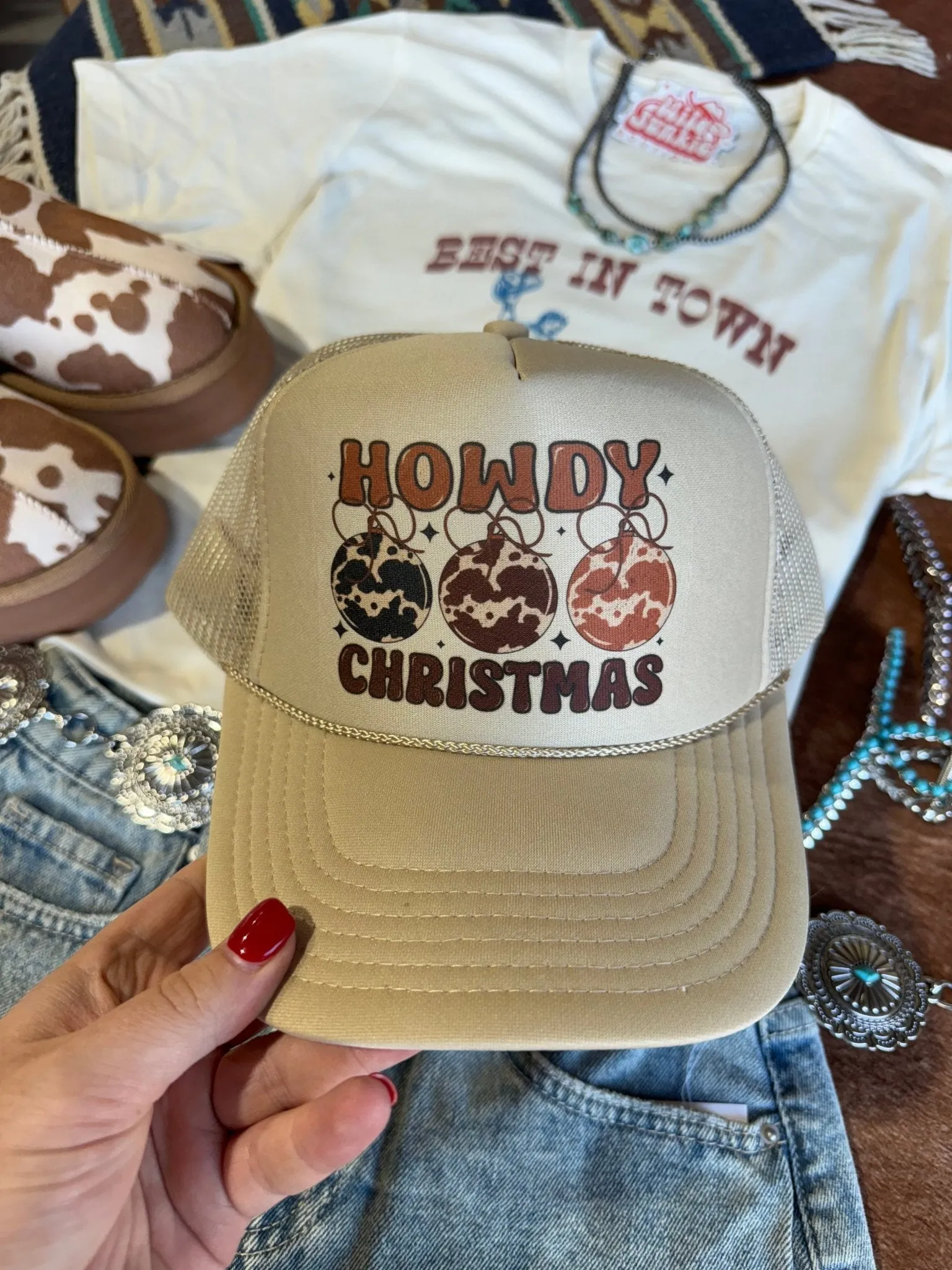 Howdy Christmas Ornaments Trucker Hat