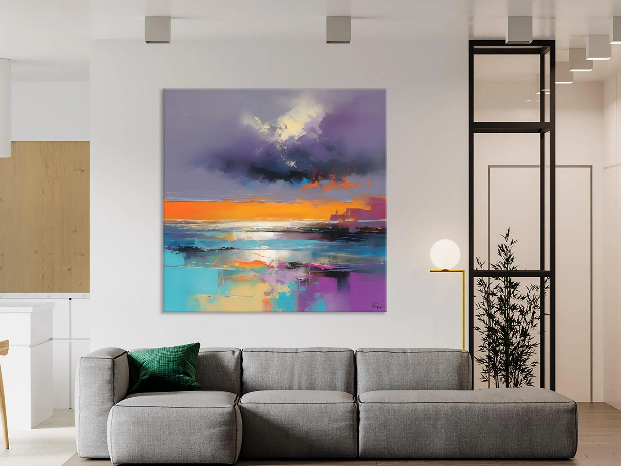 Huge Painting for Living Room, Original Landscape Canvas Art, Contemporary Oil Painting on Canvas, Oversized Landscape Wall Art Paintings