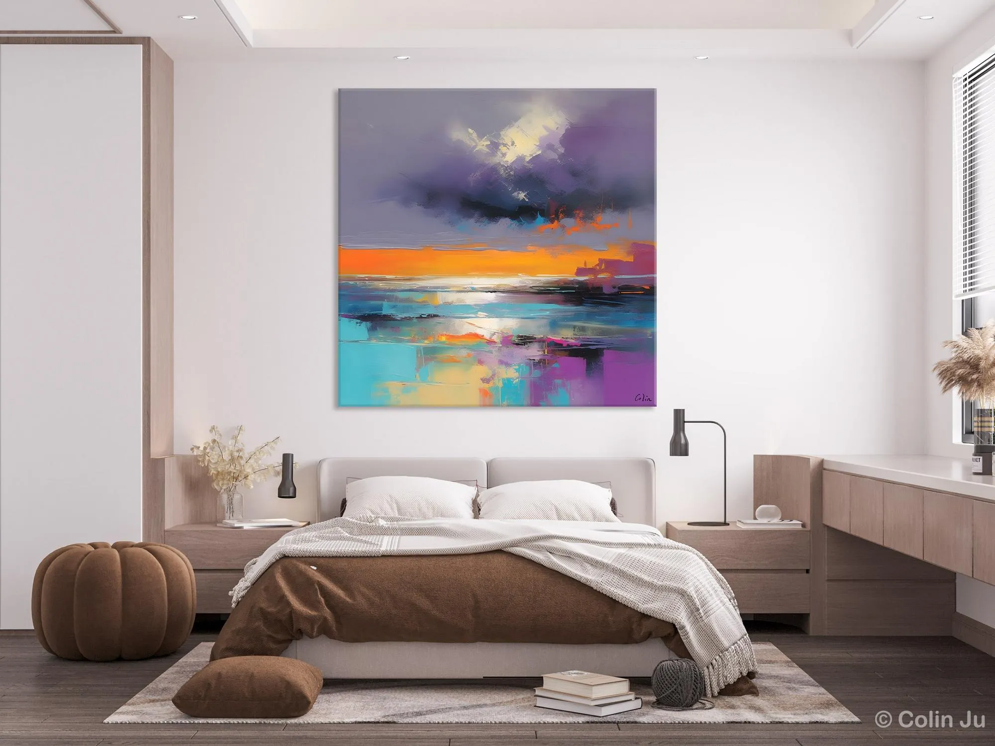 Huge Painting for Living Room, Original Landscape Canvas Art, Contemporary Oil Painting on Canvas, Oversized Landscape Wall Art Paintings