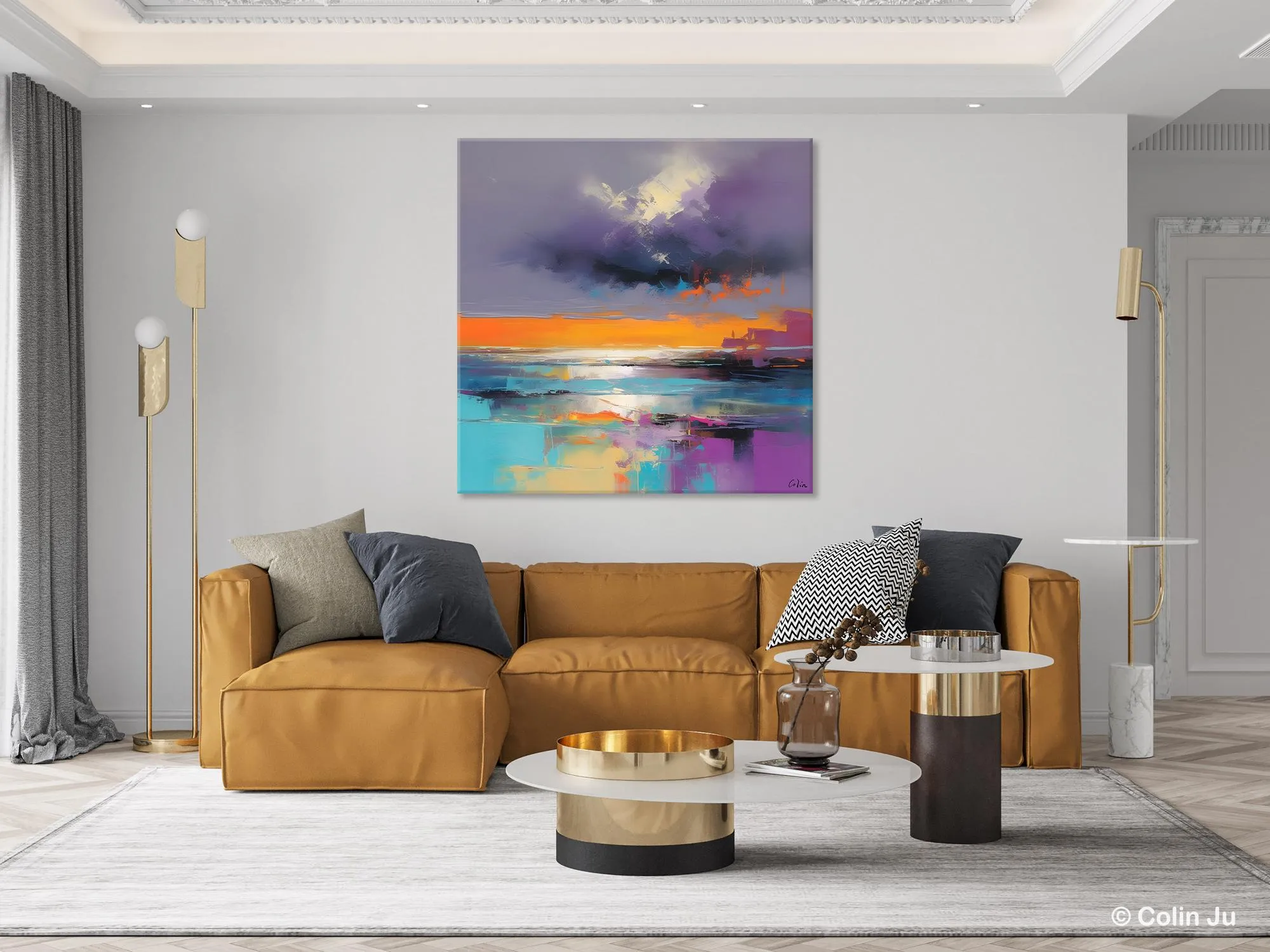 Huge Painting for Living Room, Original Landscape Canvas Art, Contemporary Oil Painting on Canvas, Oversized Landscape Wall Art Paintings