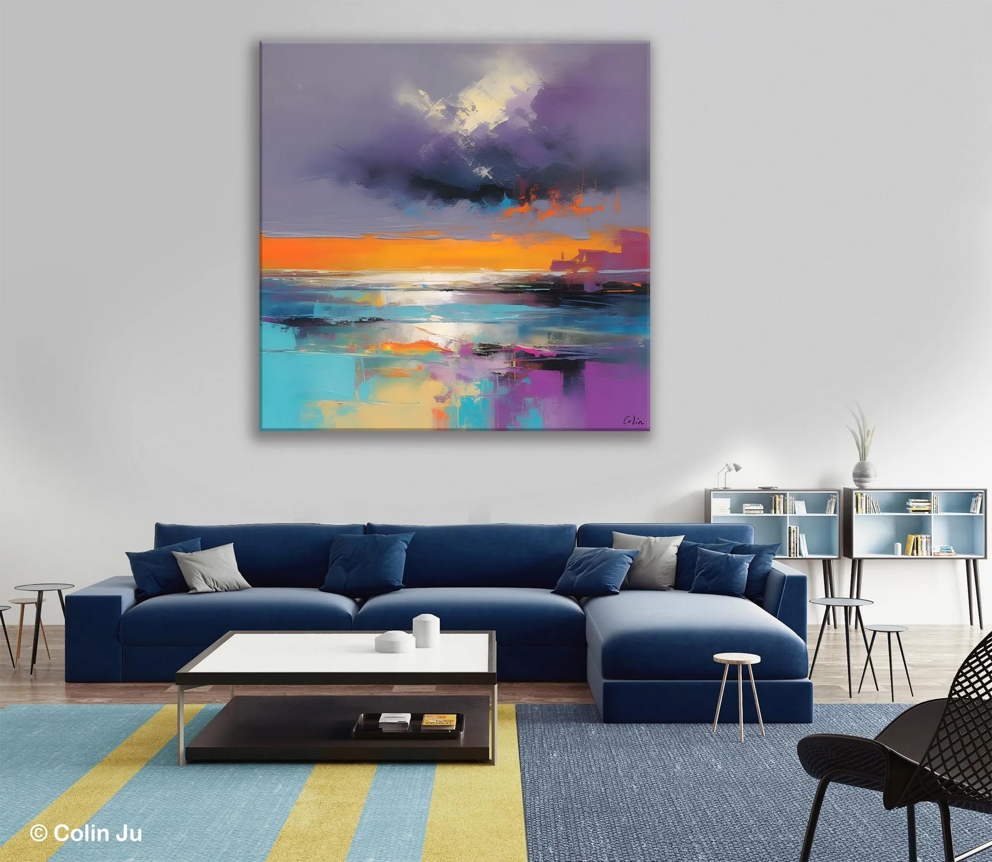 Huge Painting for Living Room, Original Landscape Canvas Art, Contemporary Oil Painting on Canvas, Oversized Landscape Wall Art Paintings