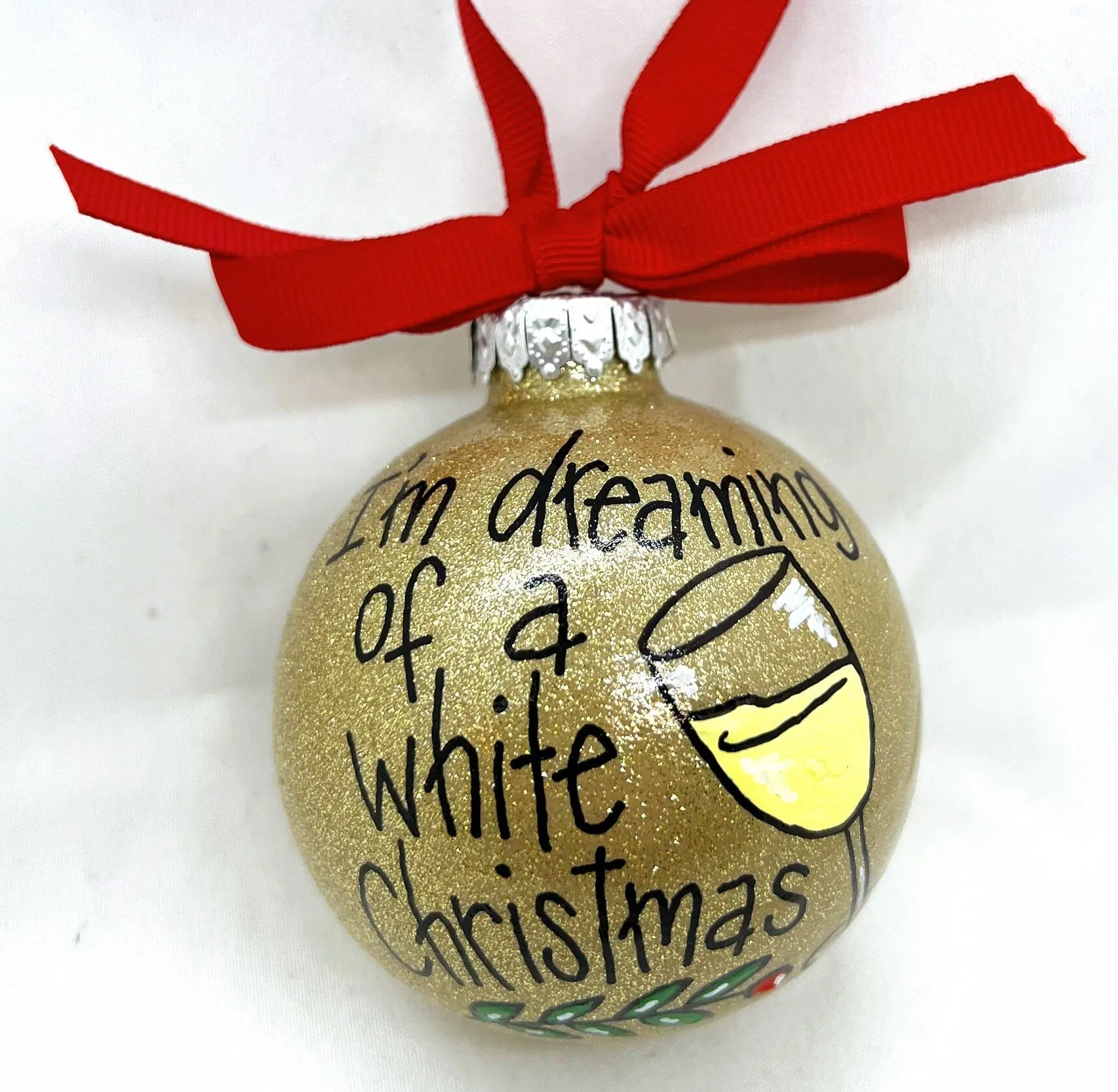 I'm Dreaming of a White Christmas Ornament - White Wine, Christmas Ornament, Holiday Ornament, Wine Glass, Ornament Exchange, Wine Lover