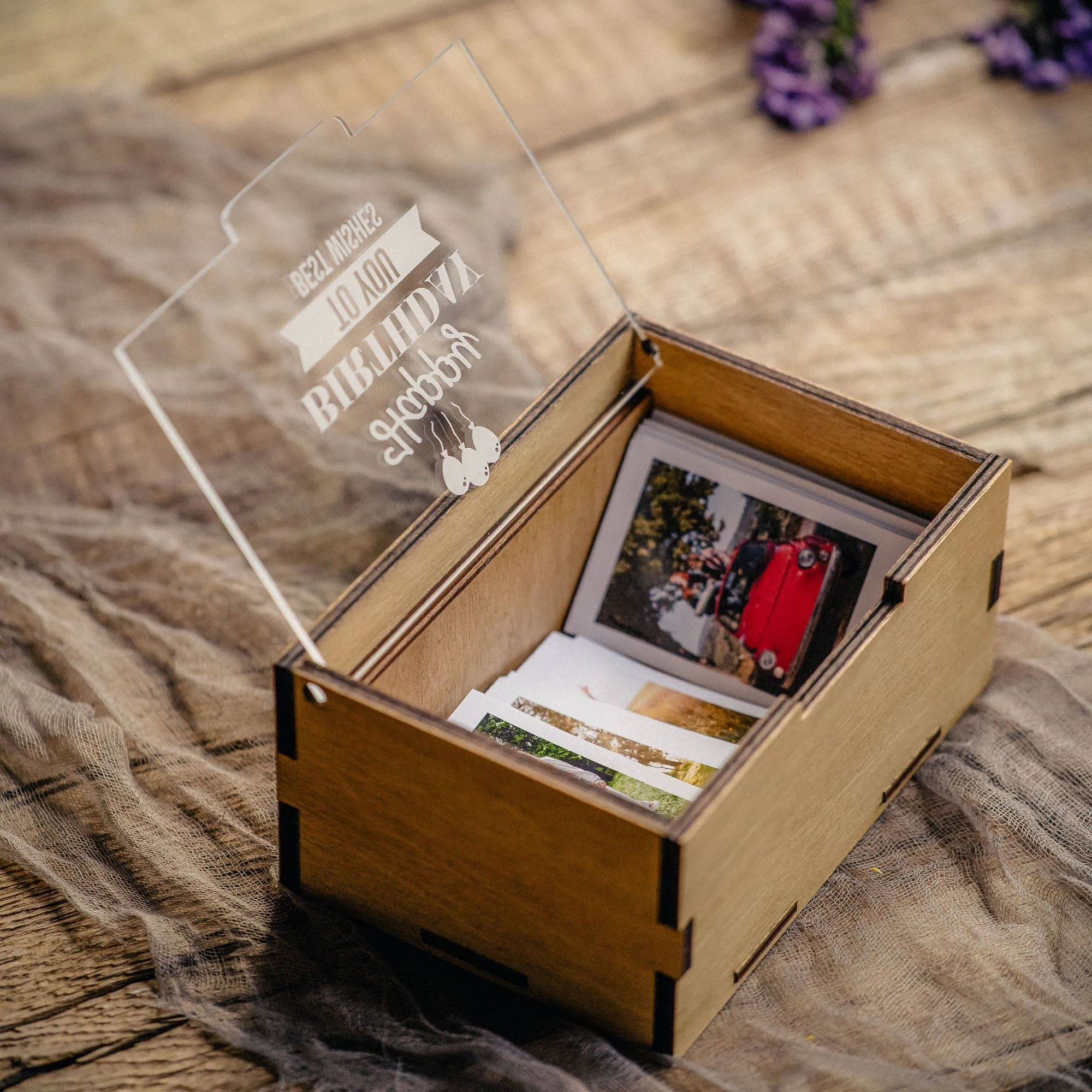 Instax Print Wood Box - Instax Mini Film Storage Box for 200  Fujifilm Polaroid Instax Photo (8.6 x 5.4 cm)