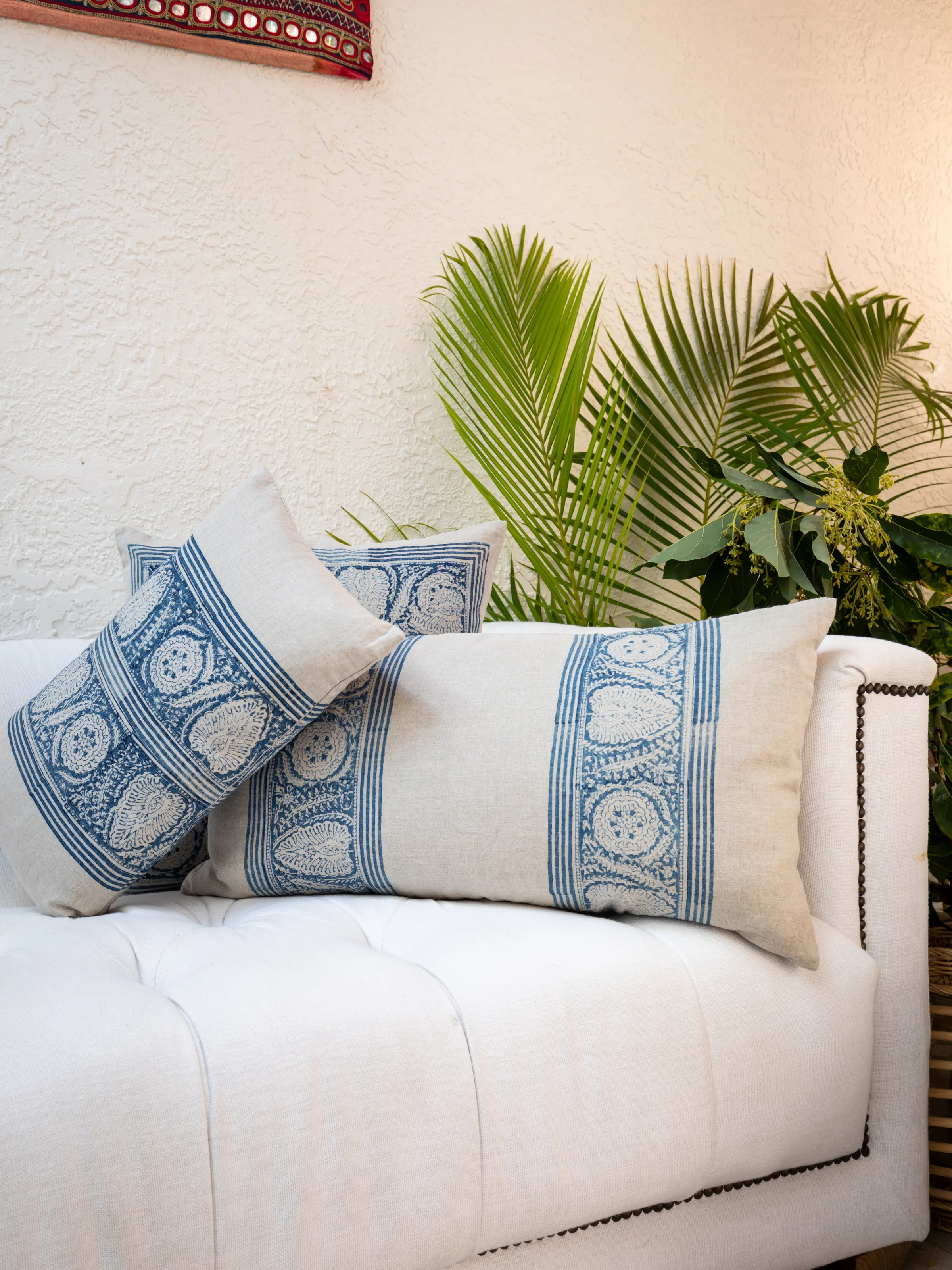 Istanbul Border Indigo Lumbar Pillow Cover