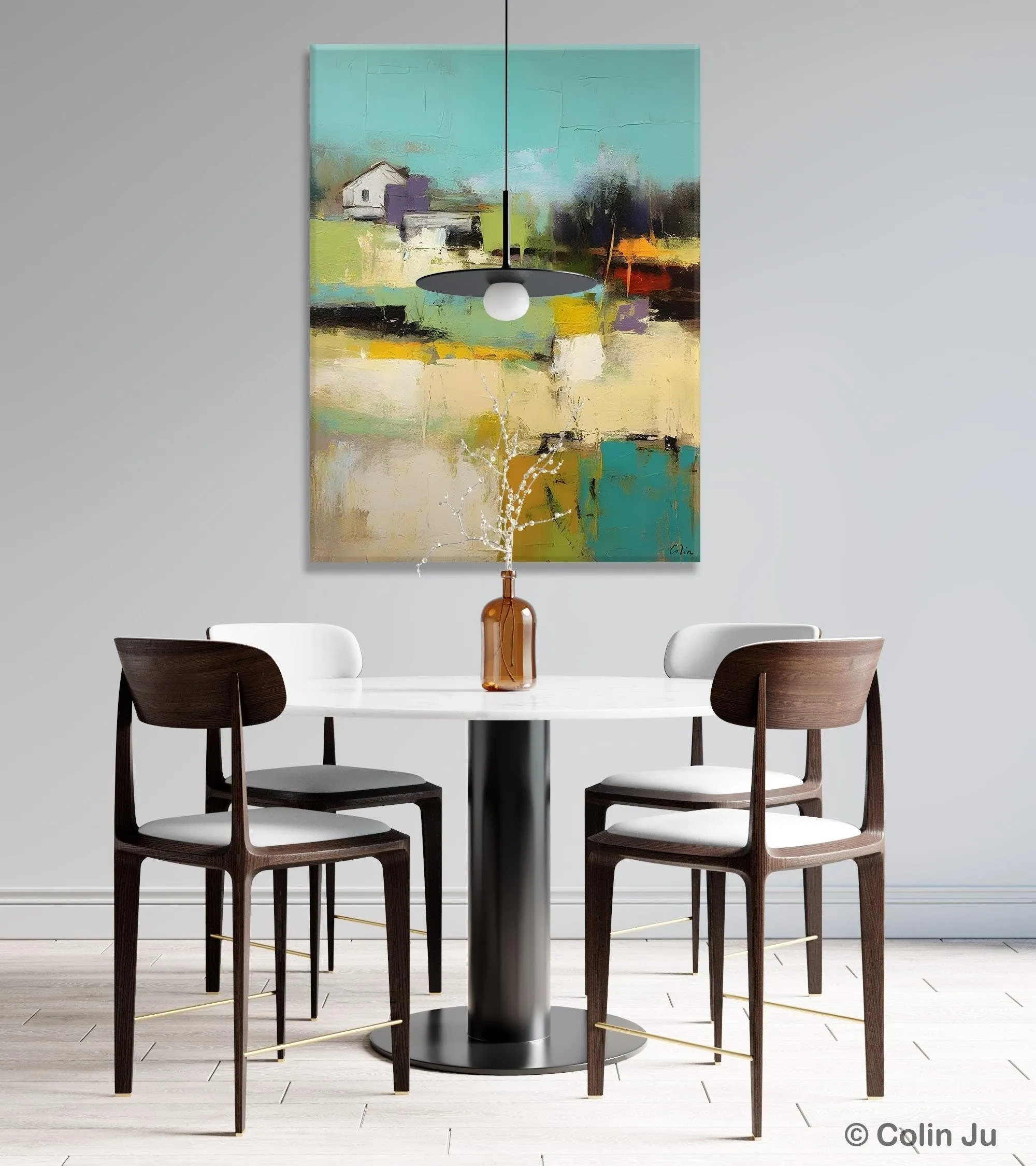 Landscape Canvas Paintings for Dining Room, Extra Large Modern Wall Art, Acrylic Painting on Canvas, Original Landscape Abstract Painting