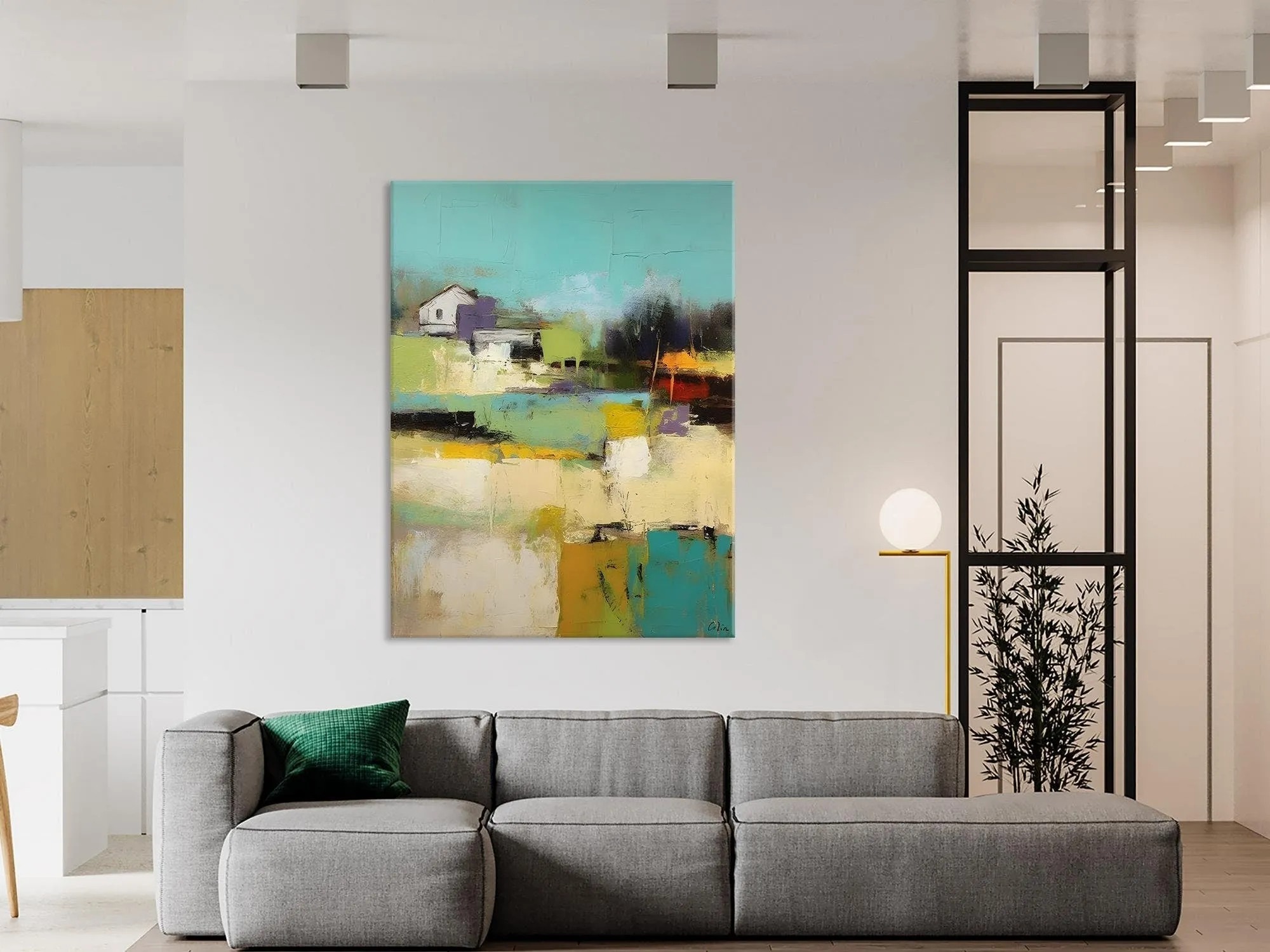 Landscape Canvas Paintings for Dining Room, Extra Large Modern Wall Art, Acrylic Painting on Canvas, Original Landscape Abstract Painting