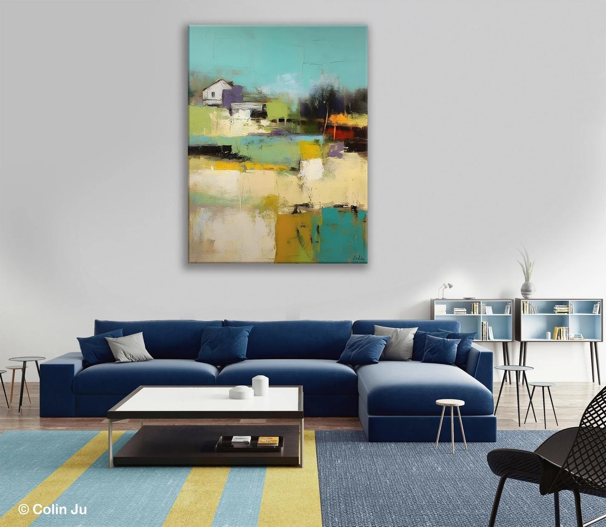 Landscape Canvas Paintings for Dining Room, Extra Large Modern Wall Art, Acrylic Painting on Canvas, Original Landscape Abstract Painting