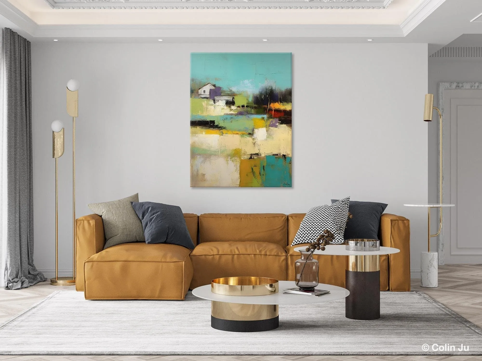 Landscape Canvas Paintings for Dining Room, Extra Large Modern Wall Art, Acrylic Painting on Canvas, Original Landscape Abstract Painting