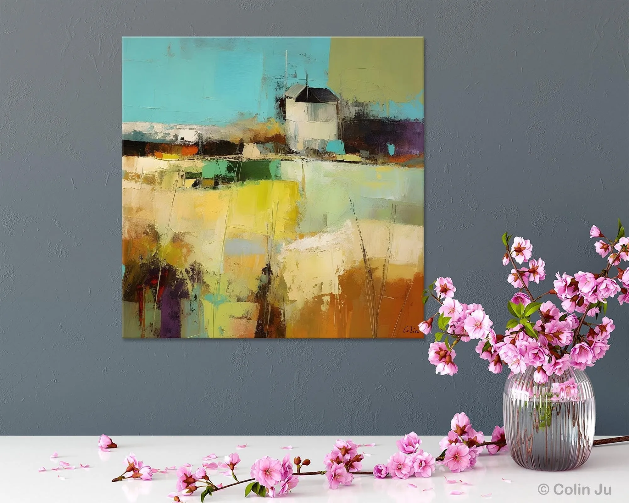 Landscape Canvas Paintings, Landscape Acrylic Art, Original Abstract Art, Hand Painted Canvas Art, Large Landscape Paintings for Living Room