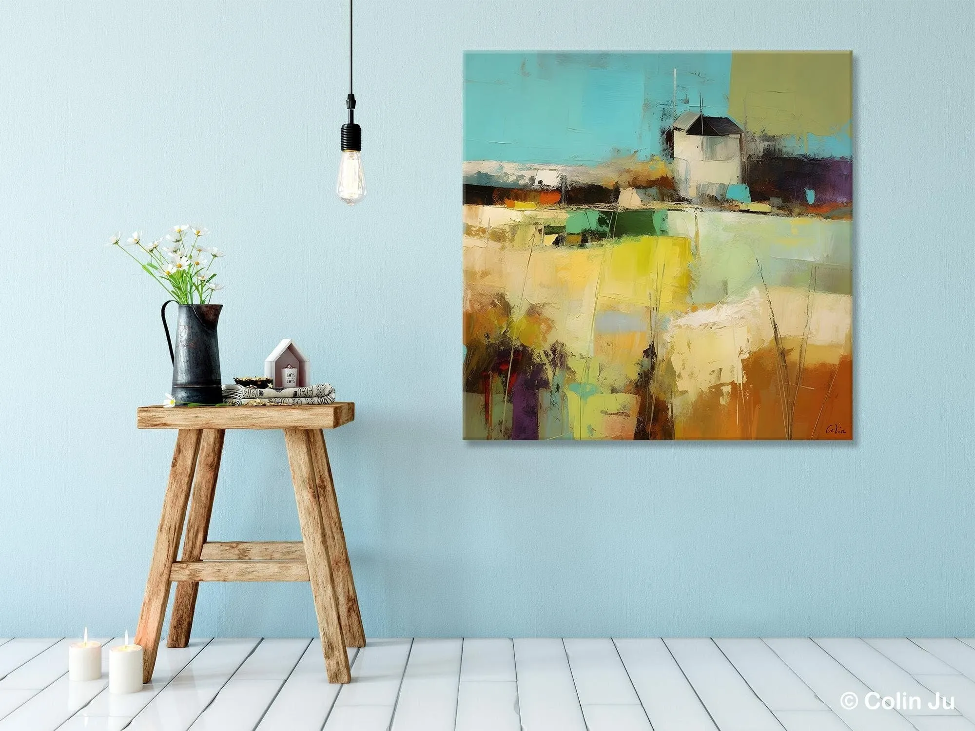 Landscape Canvas Paintings, Landscape Acrylic Art, Original Abstract Art, Hand Painted Canvas Art, Large Landscape Paintings for Living Room