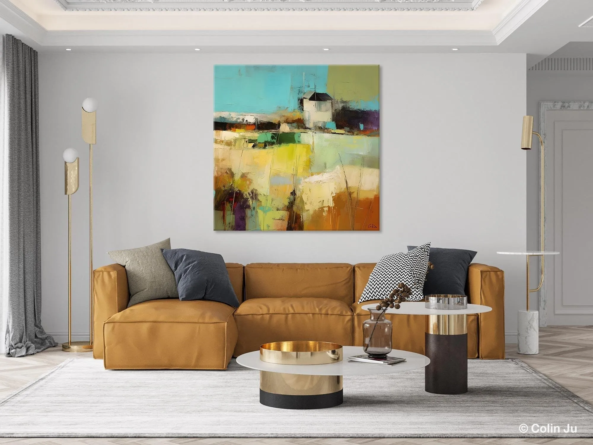 Landscape Canvas Paintings, Landscape Acrylic Art, Original Abstract Art, Hand Painted Canvas Art, Large Landscape Paintings for Living Room