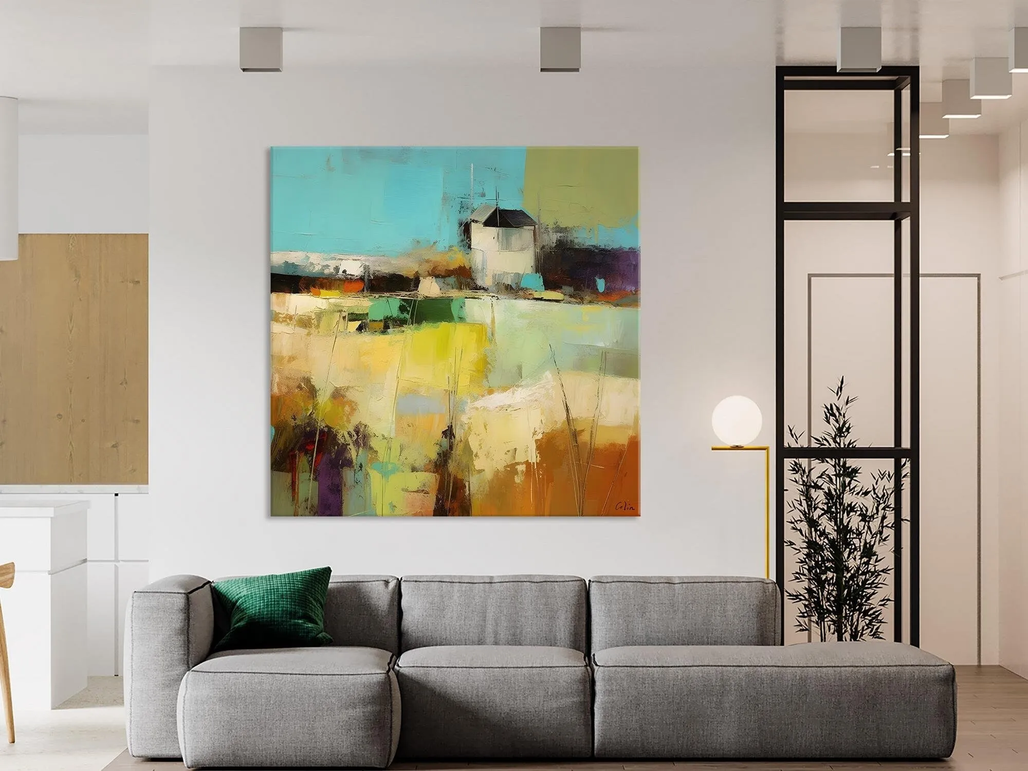 Landscape Canvas Paintings, Landscape Acrylic Art, Original Abstract Art, Hand Painted Canvas Art, Large Landscape Paintings for Living Room