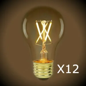 LED Filament Light Bulb - A19 - 60W Equal - 2700K - 12 Pack