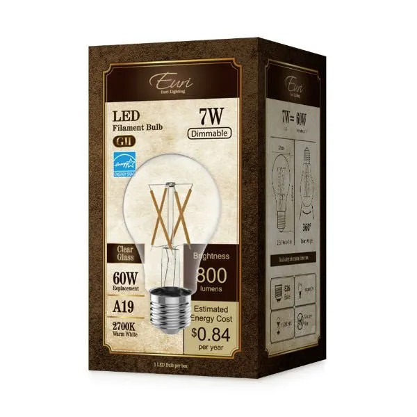 LED Filament Light Bulb - A19 - 60W Equal - 2700K - 6 Pack