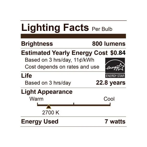 LED Filament Light Bulb - A19 - 60W Equal - 2700K - 6 Pack