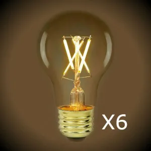 LED Filament Light Bulb - A19 - 60W Equal - 2700K - 6 Pack