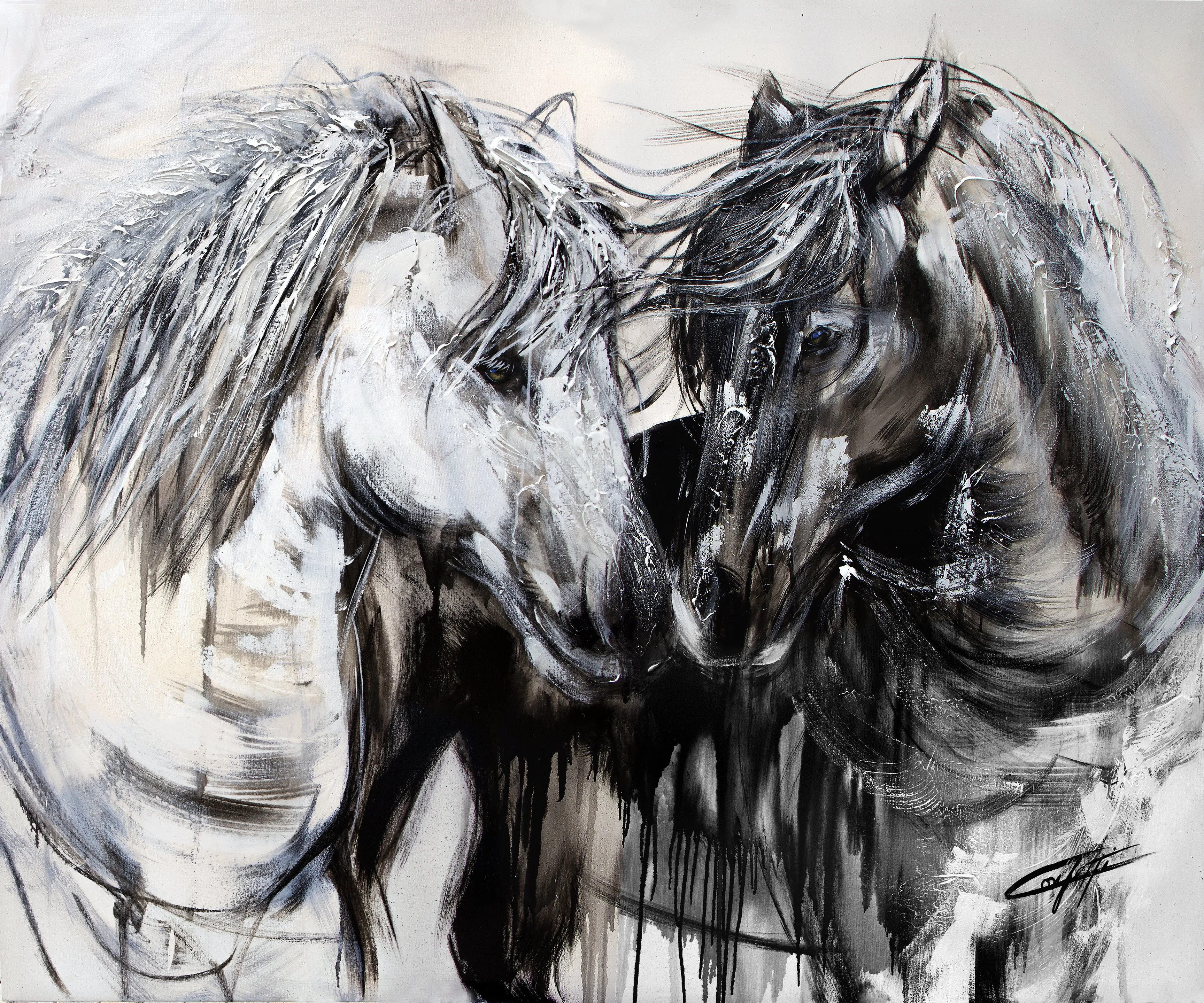 Love, always love, the horses / L'amour toujours l'amour   horse couple painting