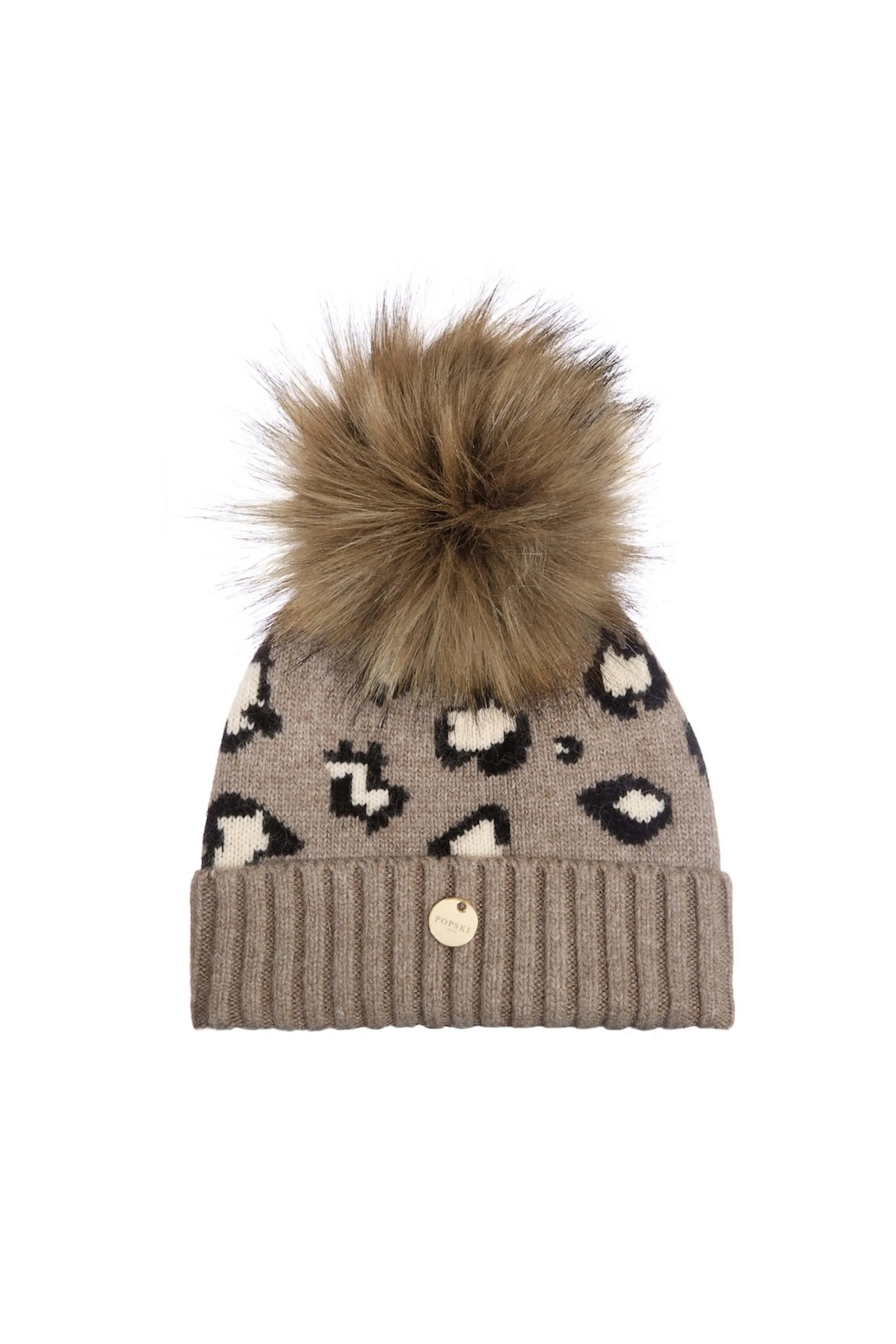 Mini Leopard Pom Pom Hat