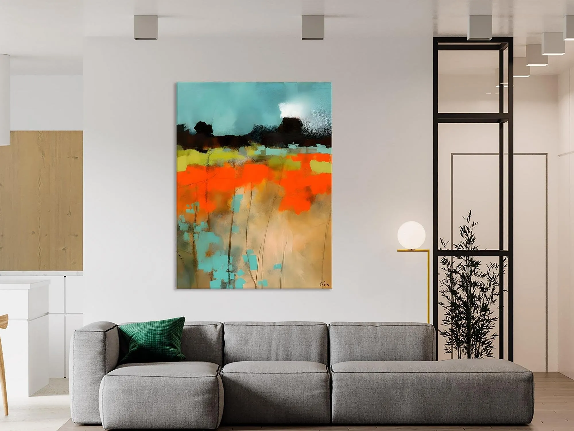 Modern Abstract Wall Art, Extra Large Canvas Painting for Dining Room, Original Canvas Wall Art Paintings, Abstract Landscape Paintings