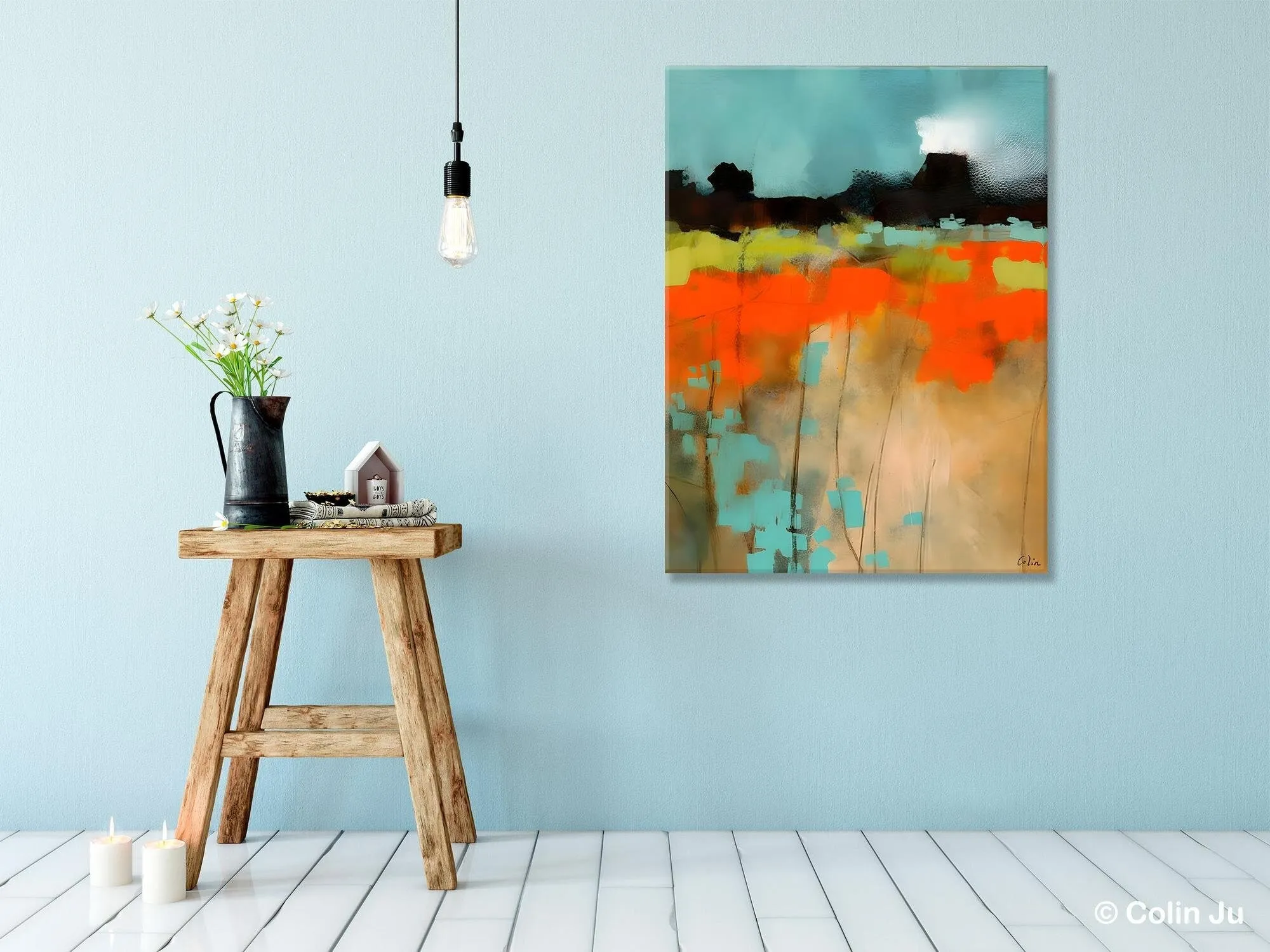 Modern Abstract Wall Art, Extra Large Canvas Painting for Dining Room, Original Canvas Wall Art Paintings, Abstract Landscape Paintings