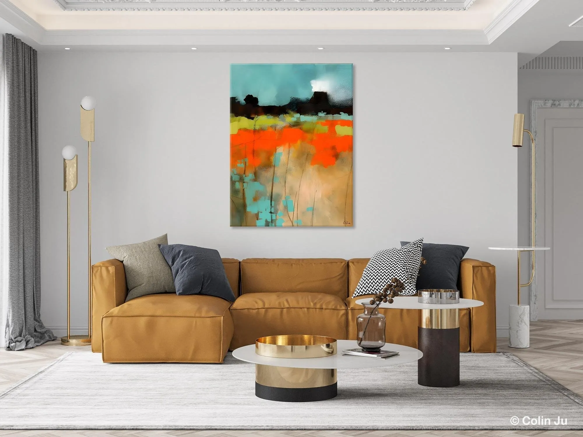 Modern Abstract Wall Art, Extra Large Canvas Painting for Dining Room, Original Canvas Wall Art Paintings, Abstract Landscape Paintings