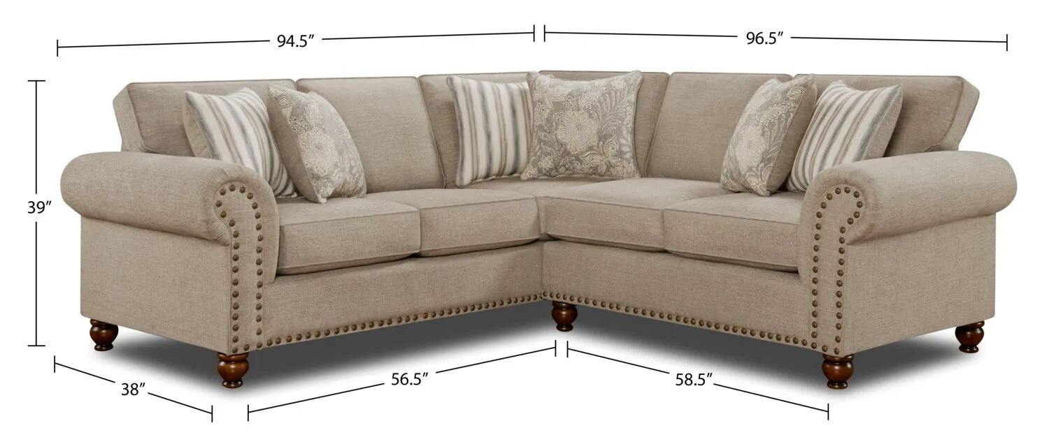 Norden 2-Piece Chenille Sectional - Beige