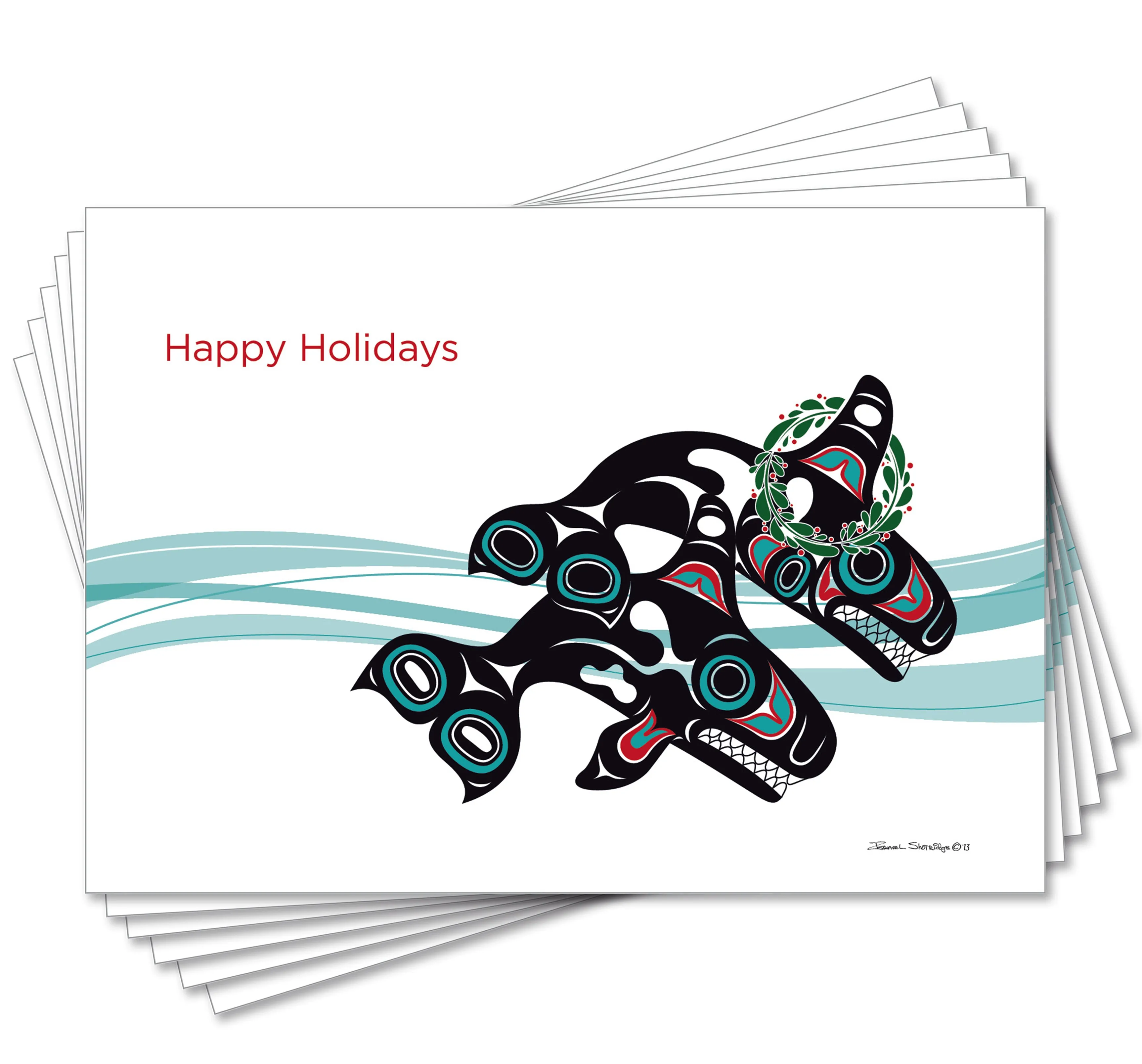 Orcas in Waves - Holiday Art Card Set