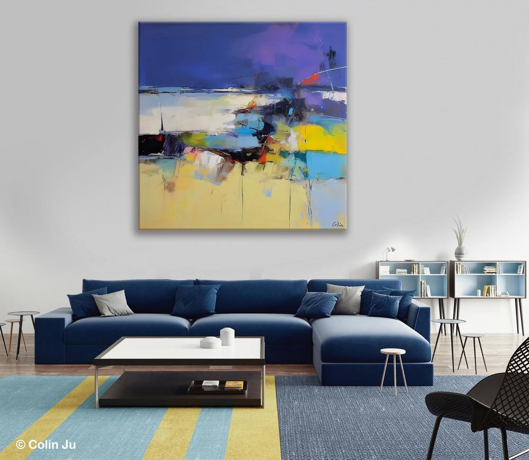 Original Modern Abstract Artwork, Geometric Modern Canvas Art, Extra Large Canvas Paintings for Living Room, Abstract Wall Art for Sale