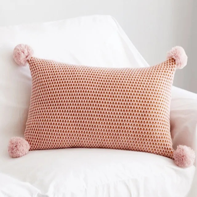 Pastel Scape Contrast Open Knit Pillow Cover