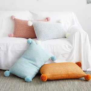 Pastel Scape Contrast Open Knit Pillow Cover