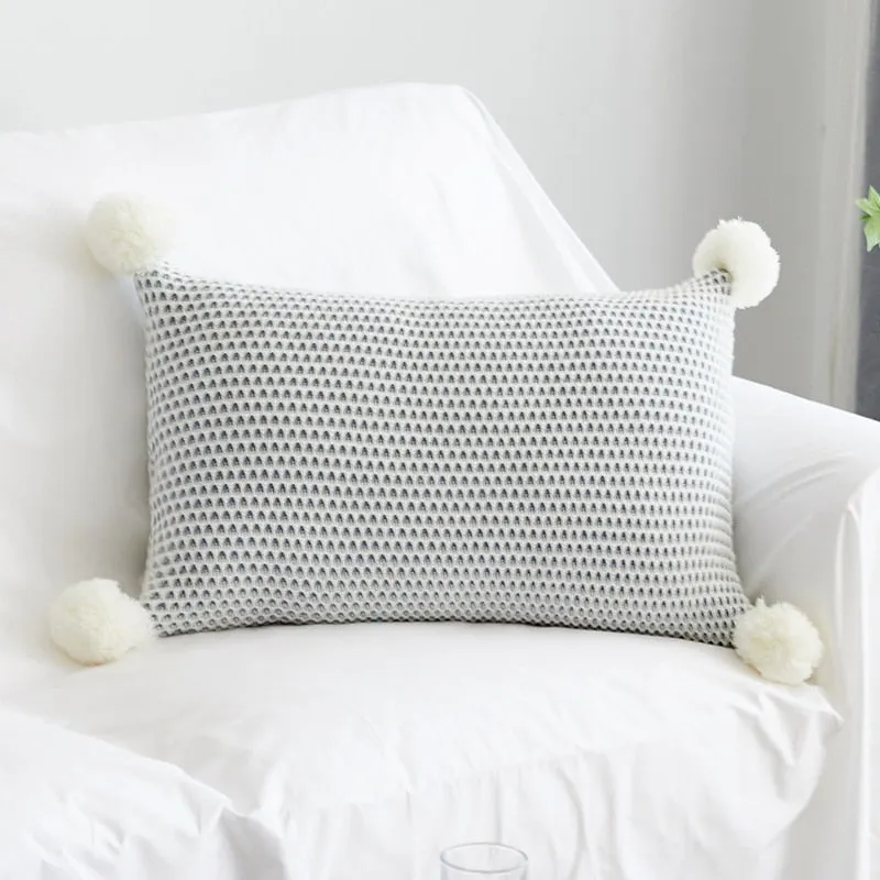 Pastel Scape Contrast Open Knit Pillow Cover